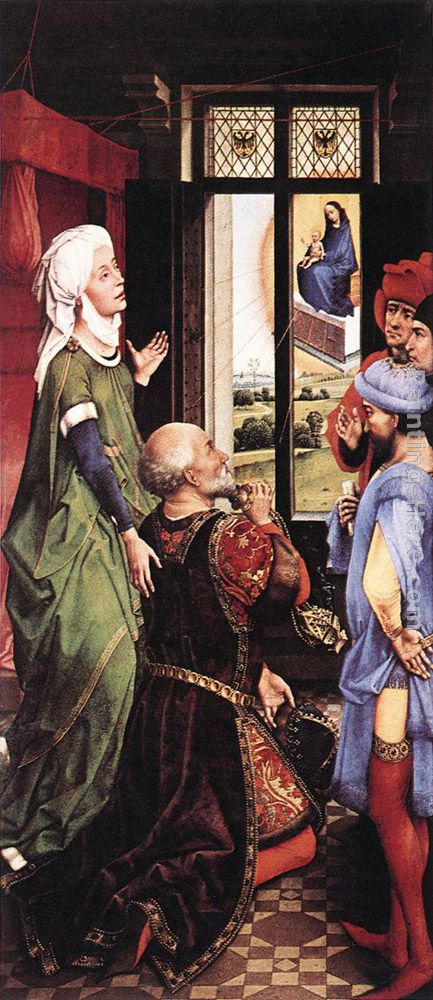 Pierre Bladelin Triptych - left panel painting - Rogier van der Weyden Pierre Bladelin Triptych - left panel art painting